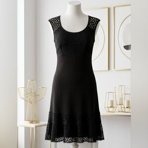 Joseph Ribkoff| Black Lace Overlay Cap Sleeve A-Line Cocktail Party Dress Sz 10